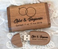 aangepast gegraveerd houten usb sleuteletui