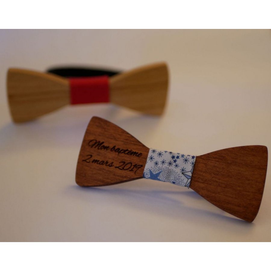 Houten strik met Liberty en houten lint, aanpasbaar