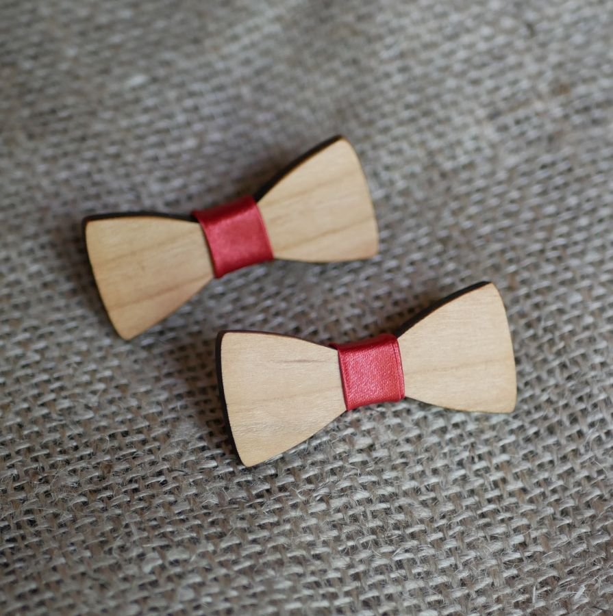 Houten strikje Miniatuur strikje met lint