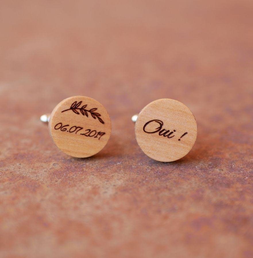Ronde houten manchetknopen om te personaliseren 18mm