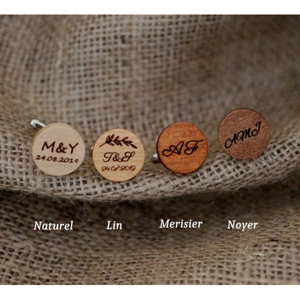 Ronde houten manchetknopen om te personaliseren 18mm