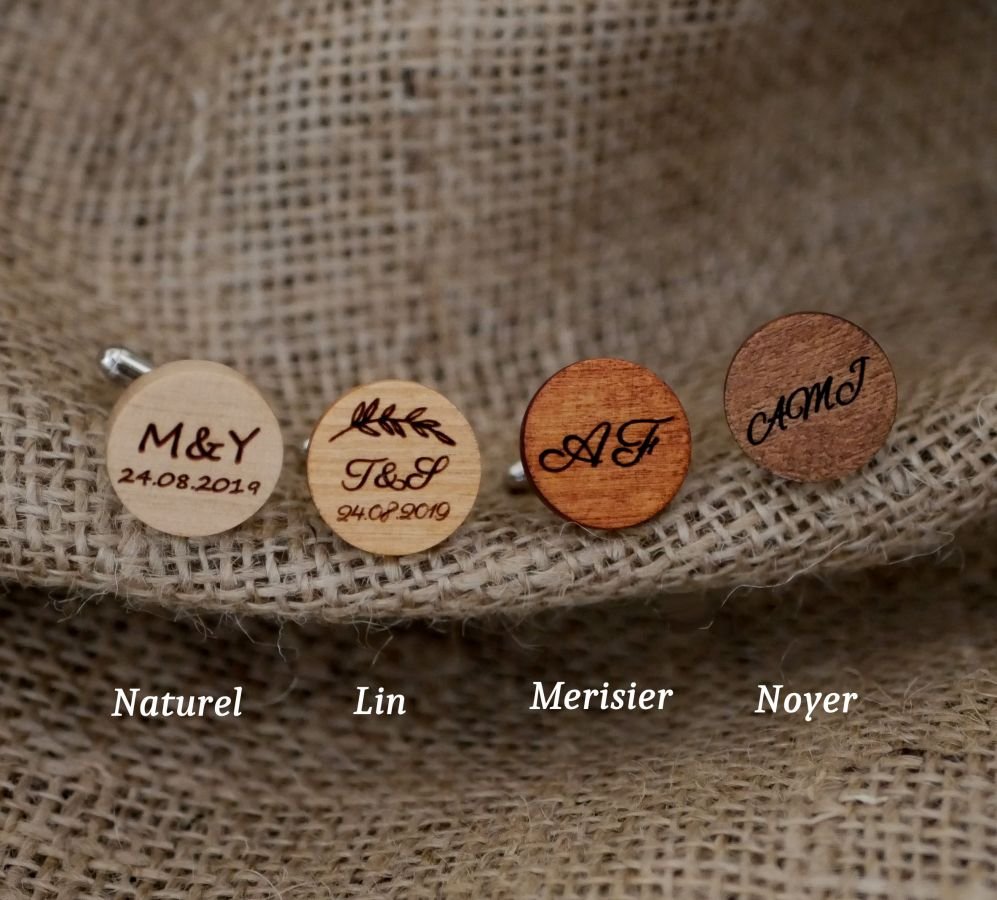 Ronde houten manchetknopen om te personaliseren 18mm