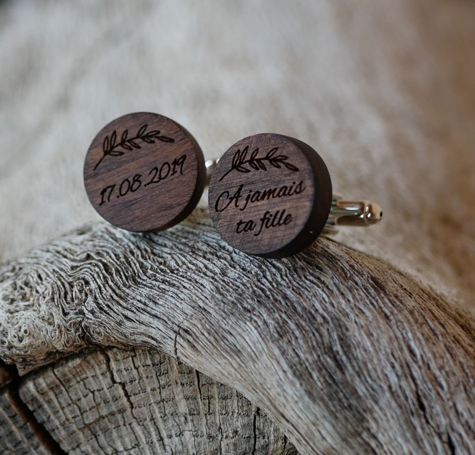 Ronde houten manchetknopen om te personaliseren 18mm