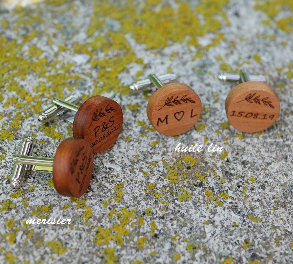 Ronde houten manchetknopen om te personaliseren 18mm