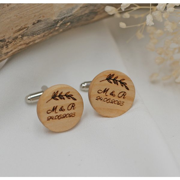 Ronde houten manchetknopen om te personaliseren 18mm