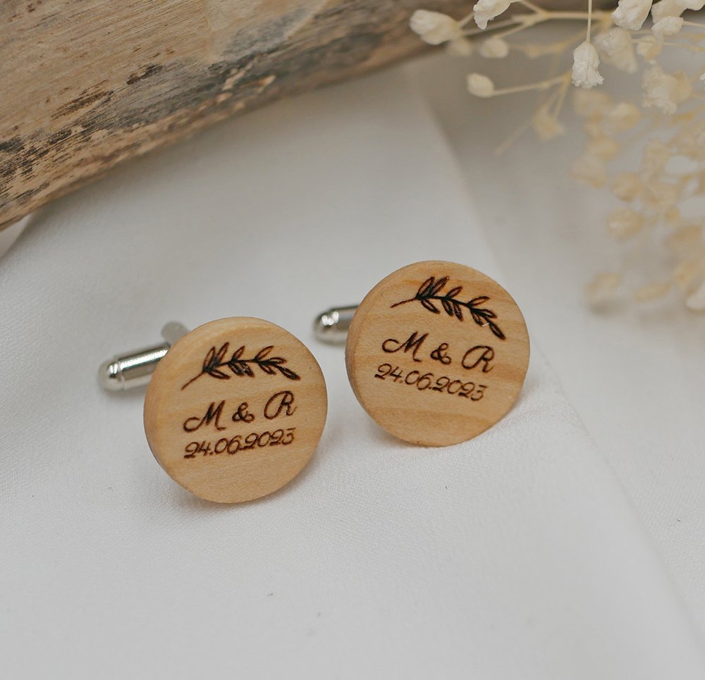 Ronde houten manchetknopen om te personaliseren 18mm