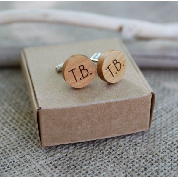 Ronde houten manchetknopen om te personaliseren 18mm