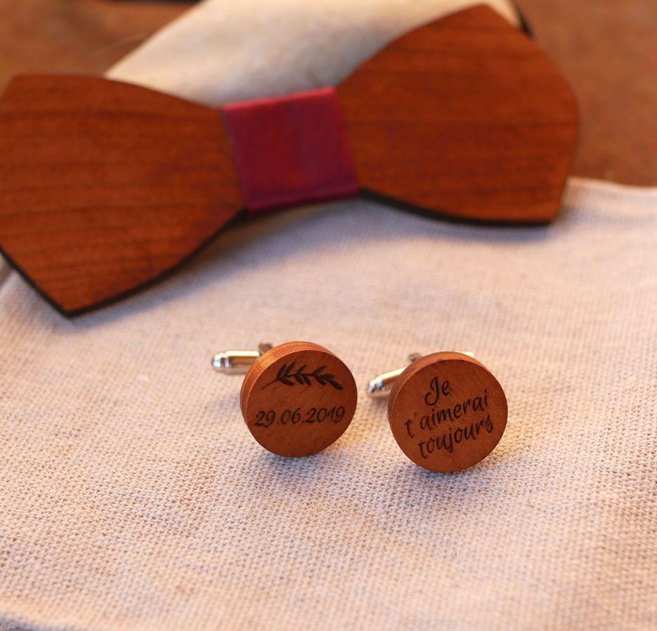 Ronde houten manchetknopen om te personaliseren 18mm