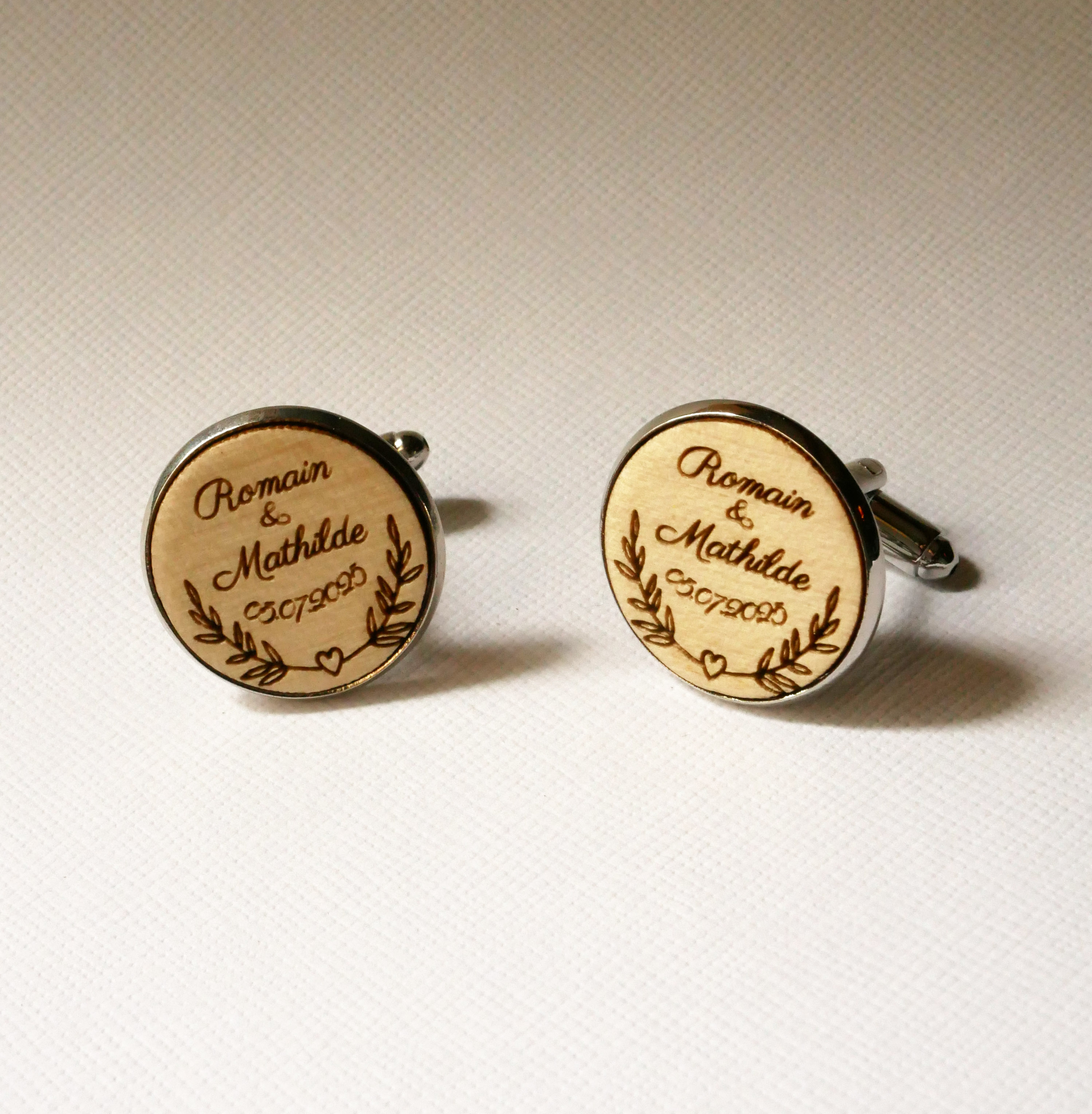 Manchetknopen cabochon fijn hout 20mm personaliseerbaar