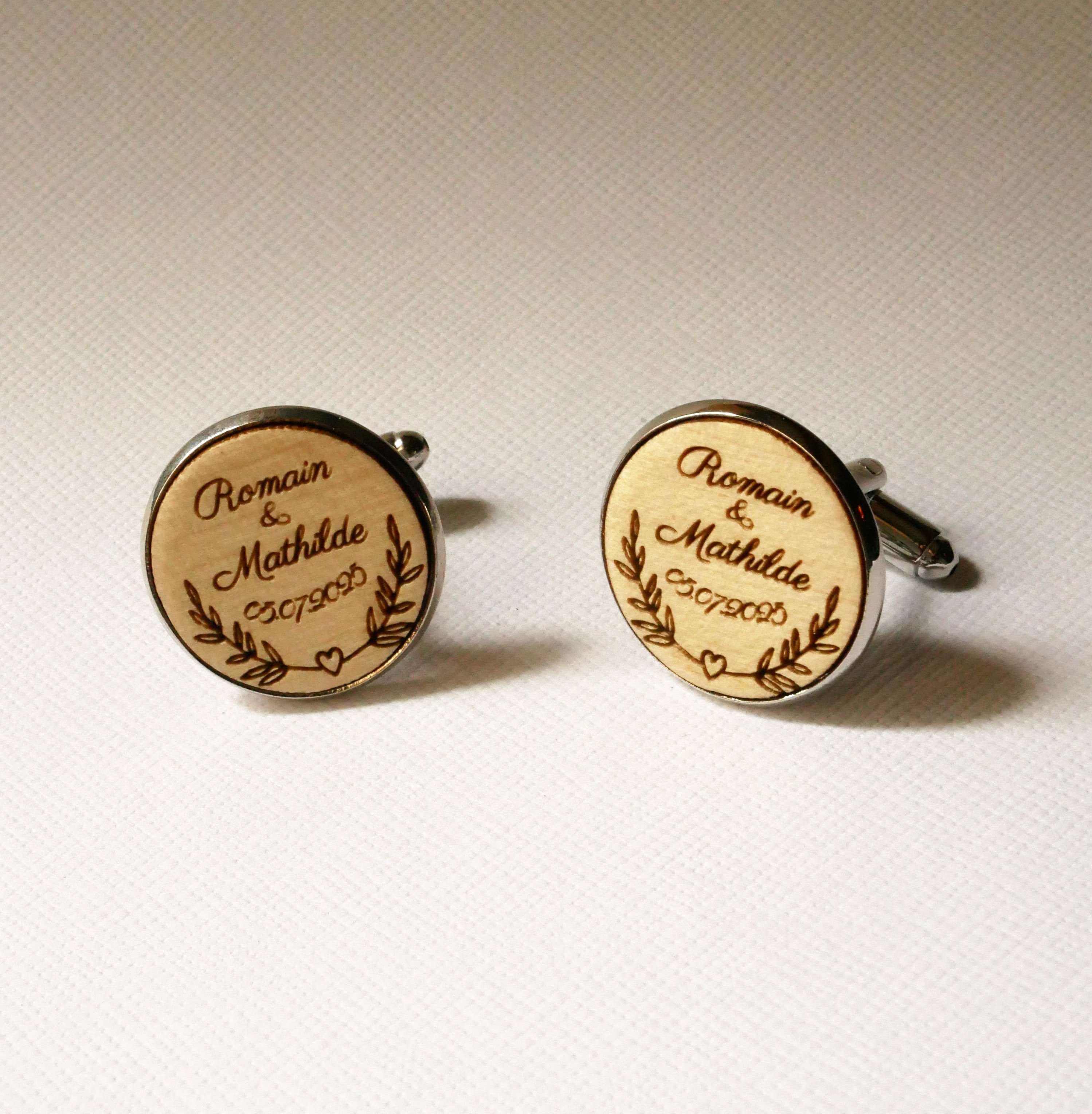 Manchetknopen cabochon fijn hout 20mm personaliseerbaar