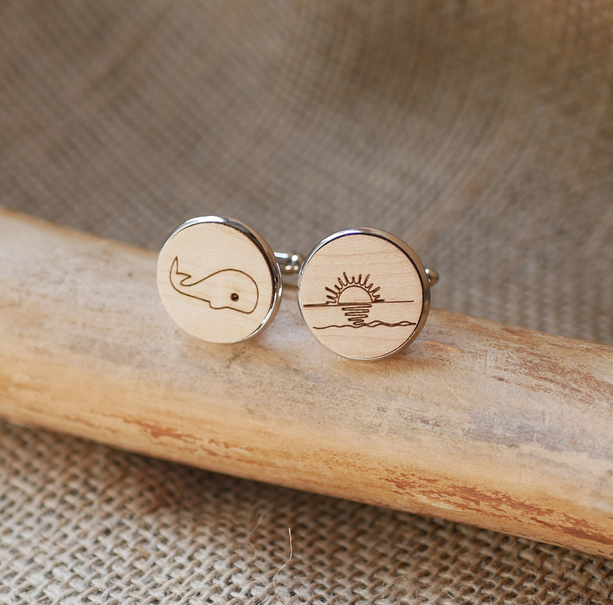 Manchetknopen cabochon fijn hout 20mm personaliseerbaar