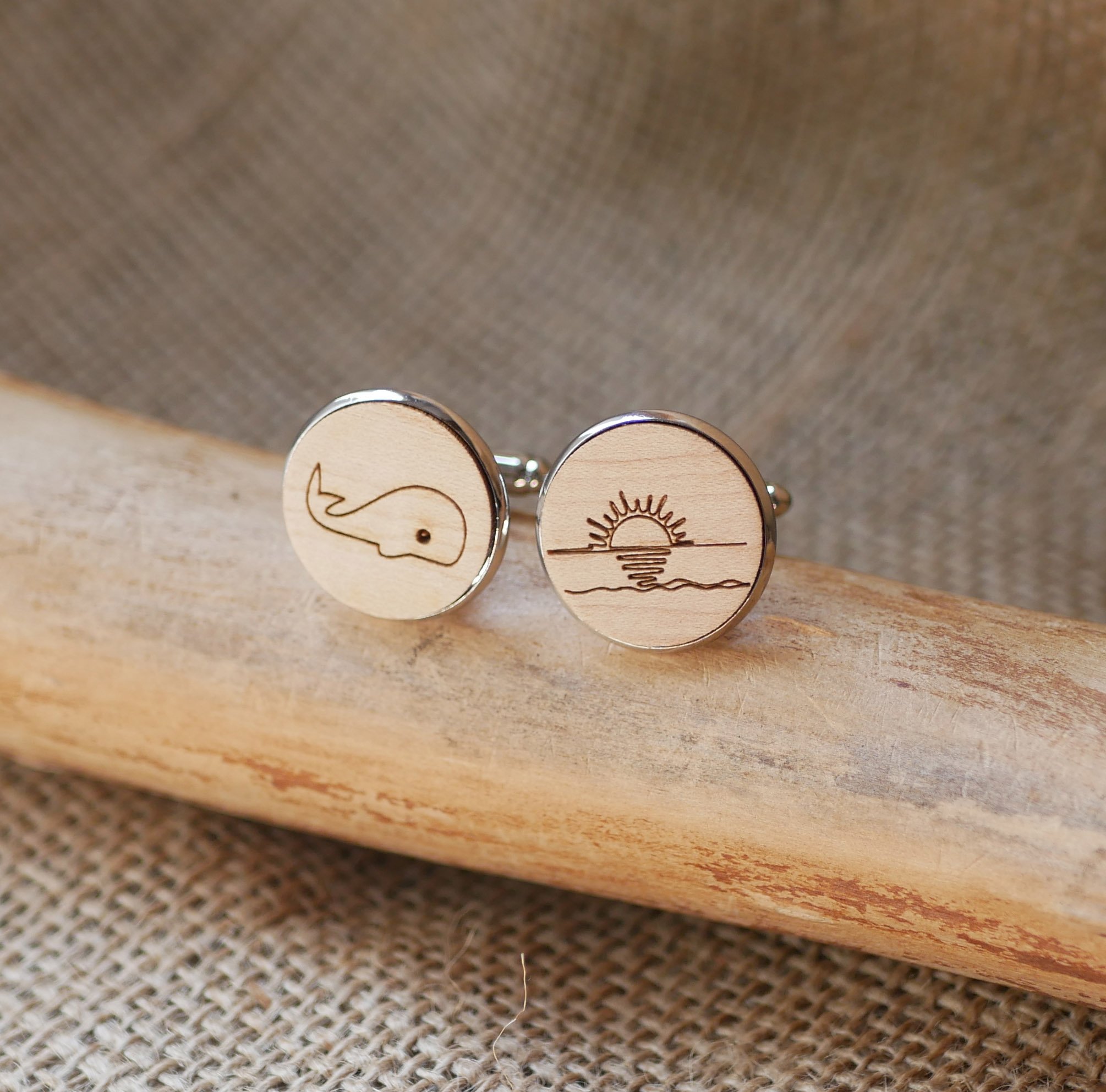 Manchetknopen cabochon fijn hout 20mm personaliseerbaar