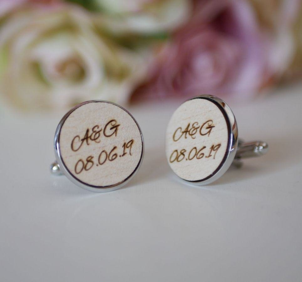 Manchetknopen cabochon fijn hout 20mm personaliseerbaar