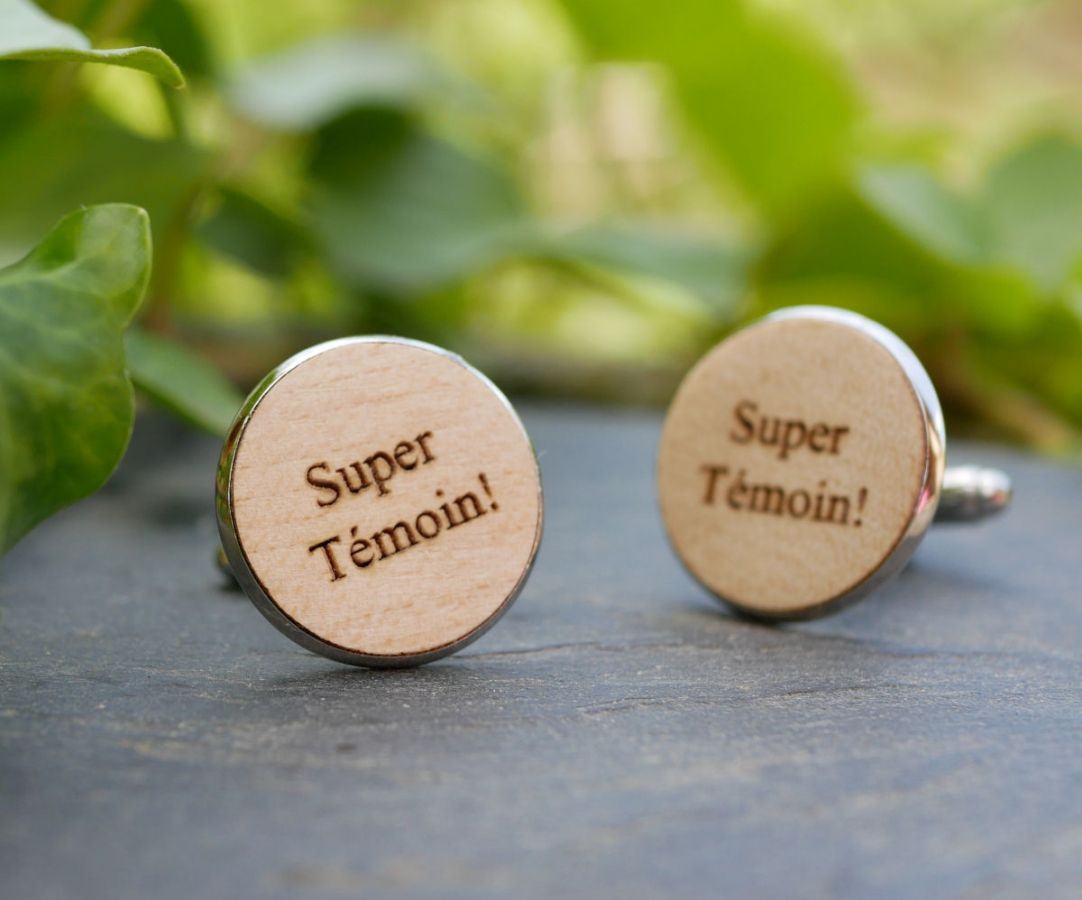 Manchetknopen cabochon fijn hout 20mm personaliseerbaar