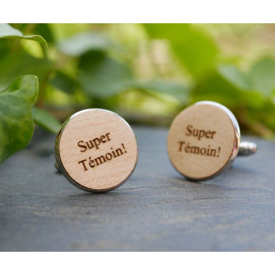 Manchetknopen cabochon fijn hout 20mm personaliseerbaar