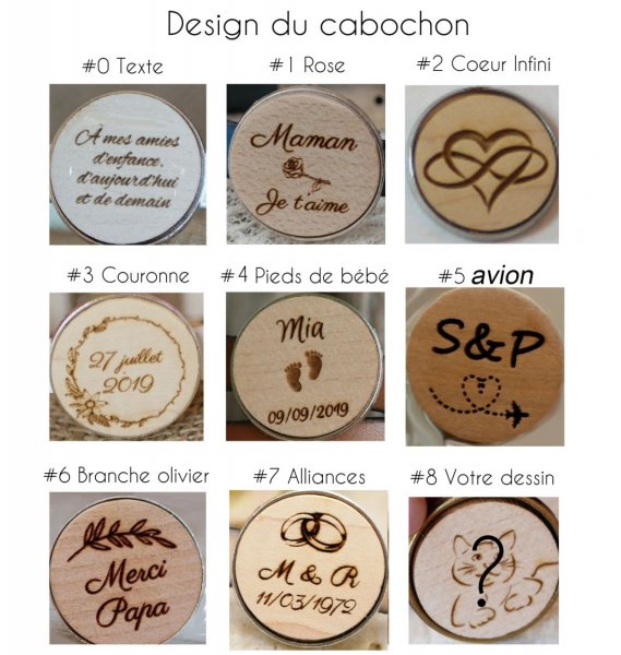 Messing en houten armband met aanpasbare cabochon 