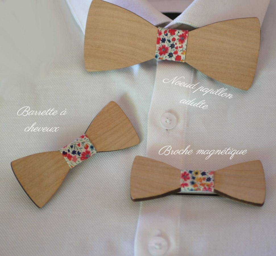 Houten mini strik broche om te personaliseren