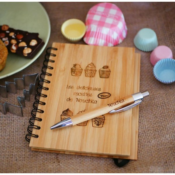 Houten notitieboekje Keukenrecepten om te personaliseren