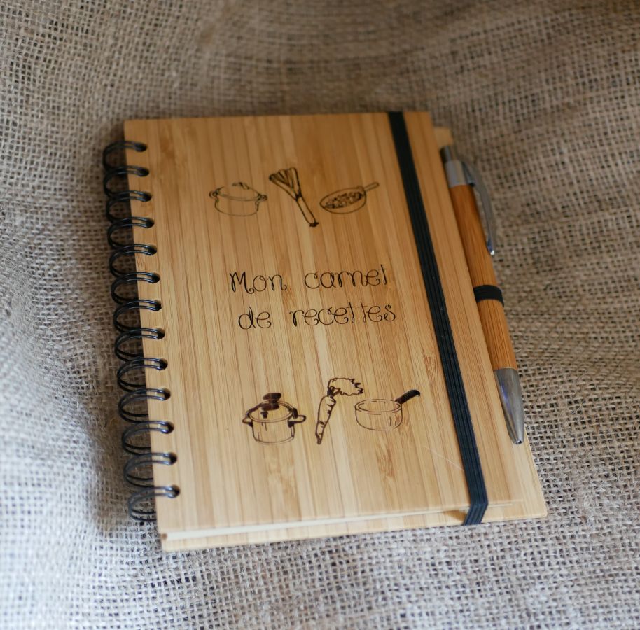 Houten notitieboekje Keukenrecepten om te personaliseren