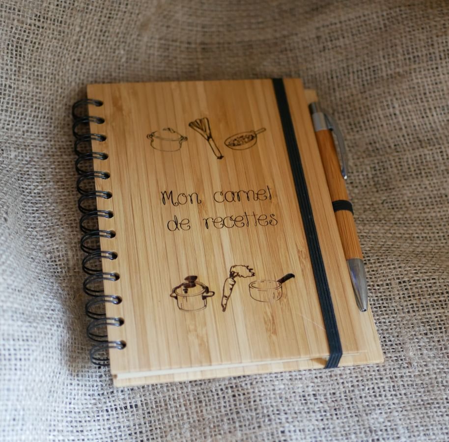 Houten notitieboekje Keukenrecepten om te personaliseren