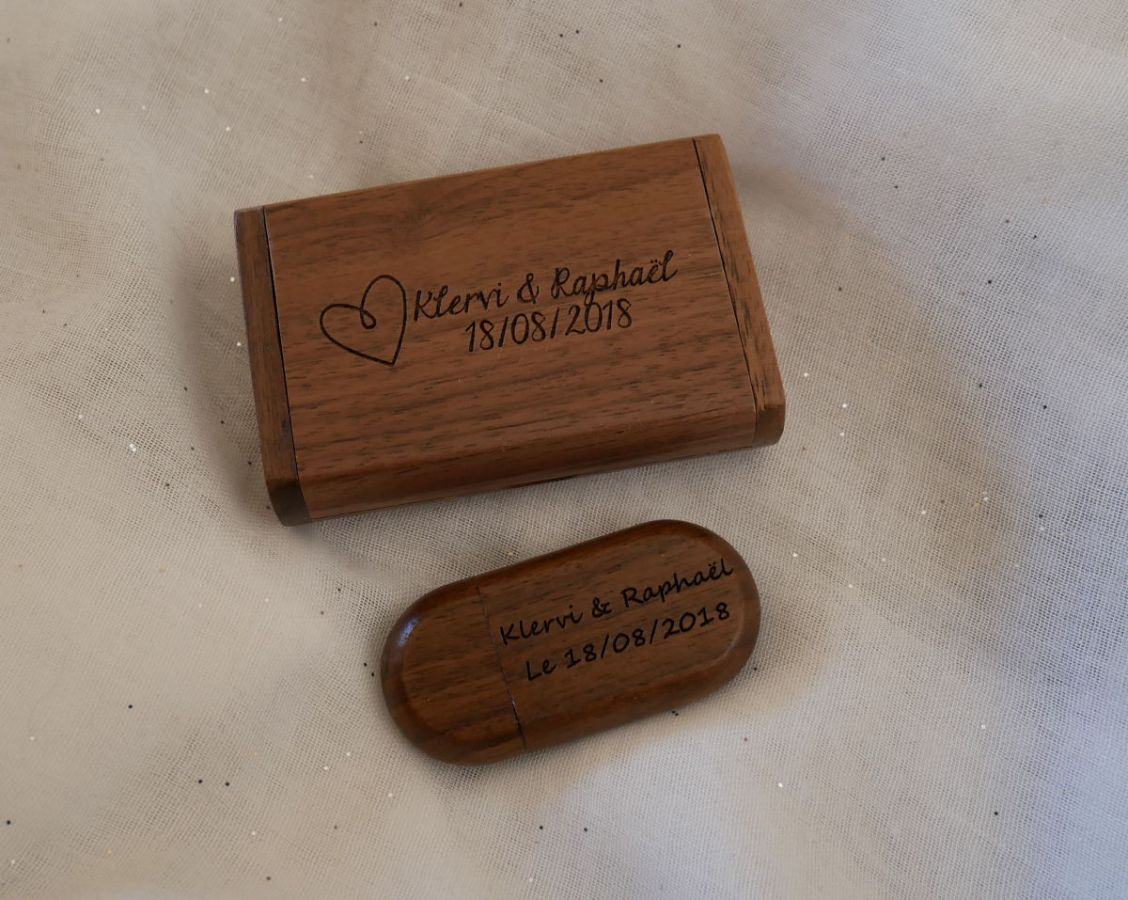 Walnoot hout 3.0 USB flash drive en case, 32 GB, aanpasbaar