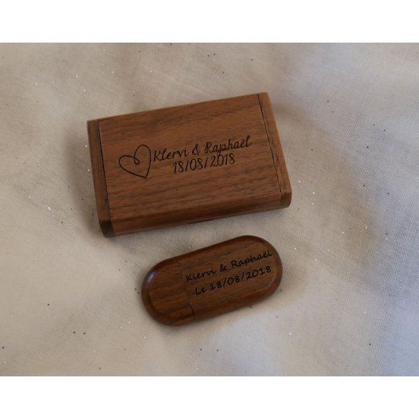 Walnoot hout 3.0 USB flash drive en case, 32 GB, aanpasbaar