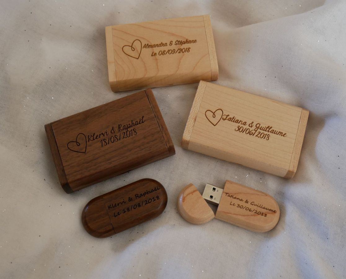 Walnoothout 64GB USB-stick en doos, aanpasbaar