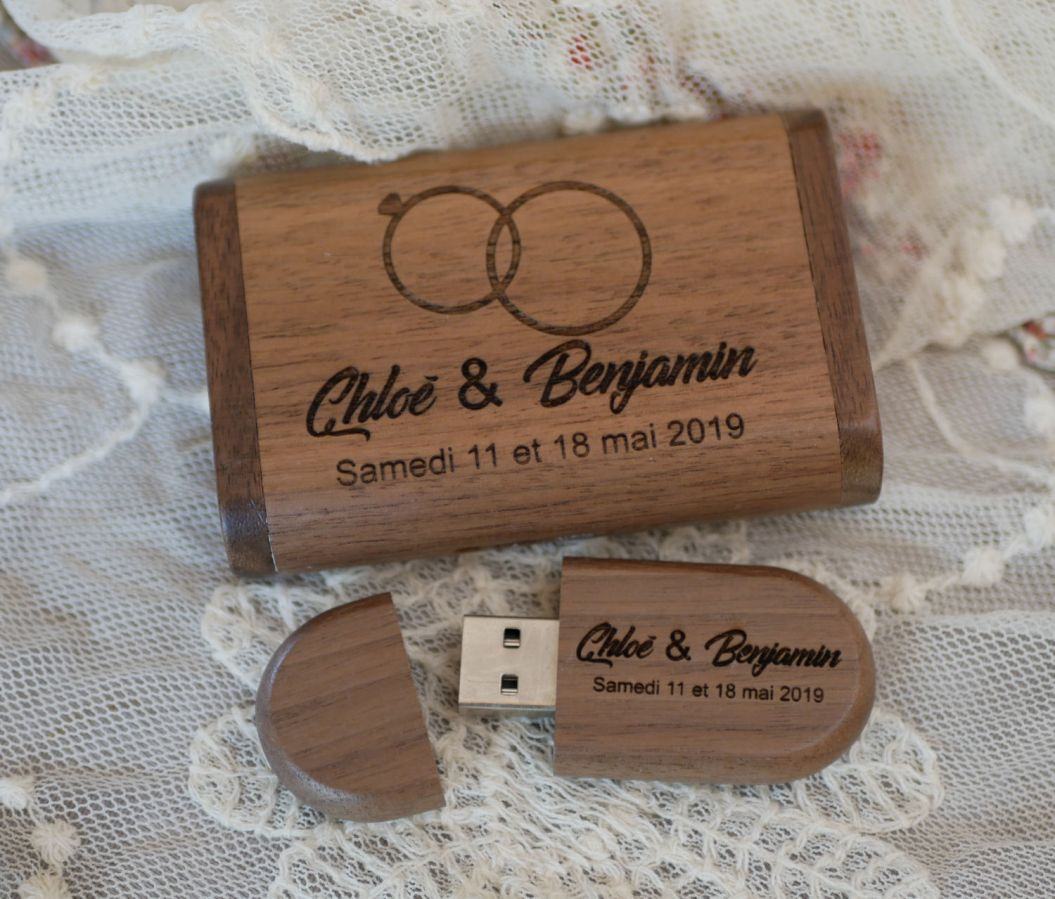 Walnoot hout 3.0 USB flash drive en case, 32 GB, aanpasbaar