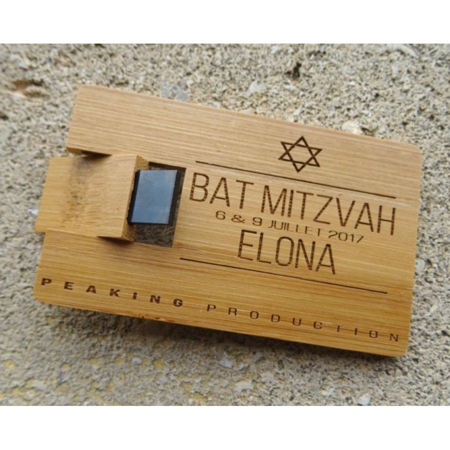 32 GB USB-sleutel Kaart van gecarboniseerd bamboehout, te personaliseren door gravure