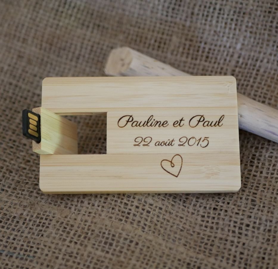 32 GB USB-sleutel Bamboe houten kaart te personaliseren door gravure