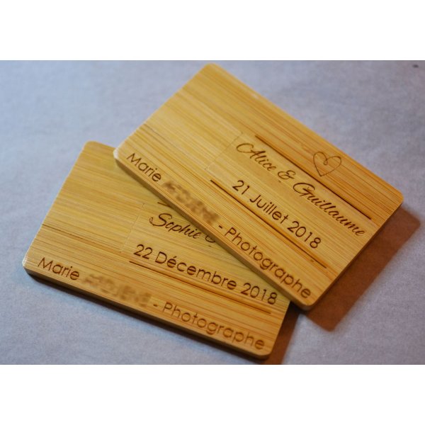 32 GB USB-sleutel Kaart van gecarboniseerd bamboehout, te personaliseren door gravure