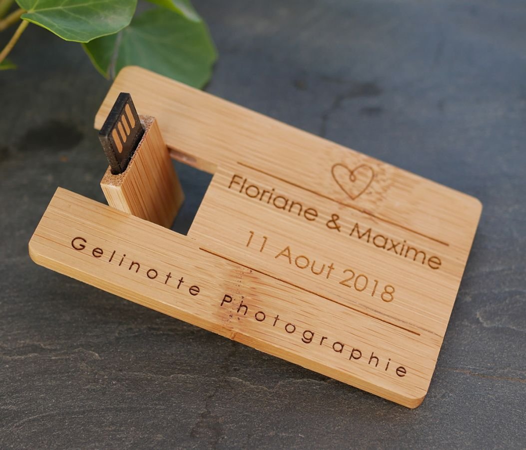 32 GB USB-sleutel Bamboe houten kaart te personaliseren door gravure