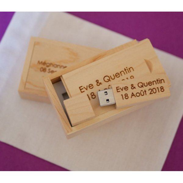 32GB Usb-stick in een maple box om te personaliseren