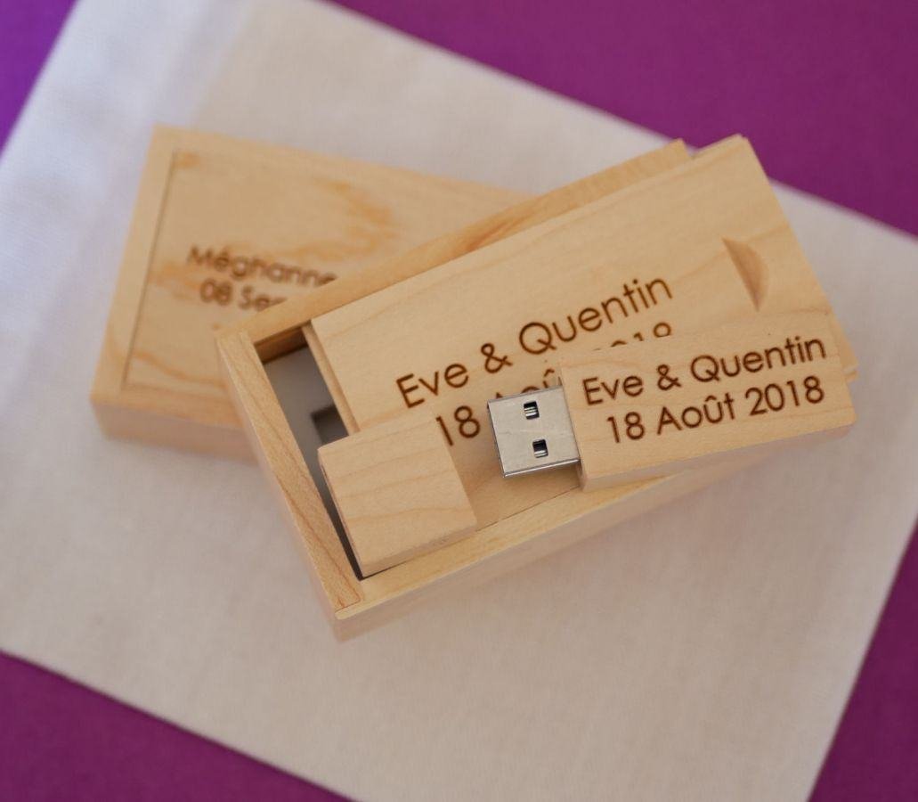 32GB Usb-stick in een maple box om te personaliseren