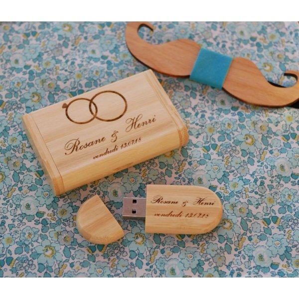 32 GB 2.0 bamboe USB-stick in aangepast etui