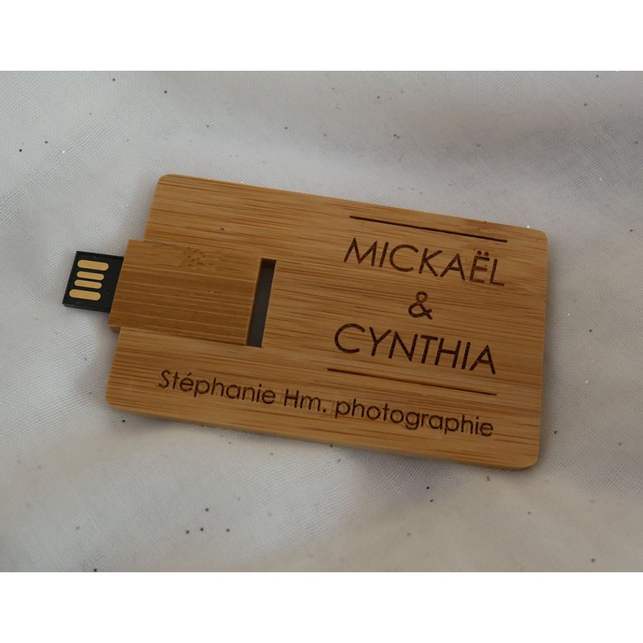 32 GB USB-sleutel Kaart van gecarboniseerd bamboehout, te personaliseren door gravure
