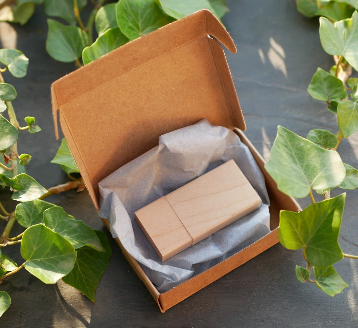 32 GB houten USB-sleutel, rechthoekig, te personaliseren door gravure