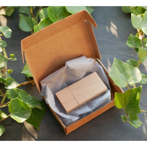 32 GB houten USB-sleutel, rechthoekig, te personaliseren door gravure