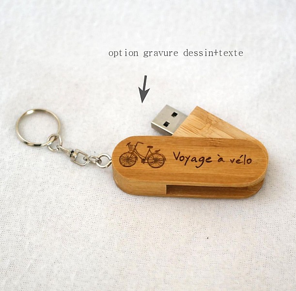 32 GB Bamboo USB sleutelhanger te graveren en te personaliseren
