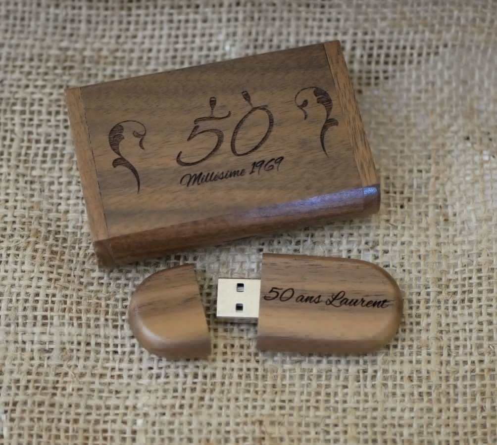 Walnoot hout 3.0 USB flash drive en case, 32 GB, aanpasbaar