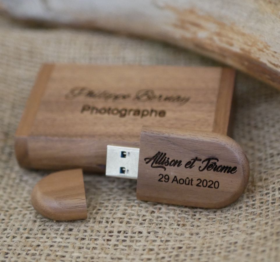 Walnoot hout 3.0 USB flash drive en case, 32 GB, aanpasbaar