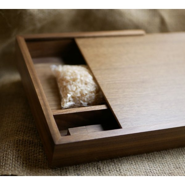 Walnoot hout 3.0 USB flash drive en fotohoesje, 32 GB, aanpasbaar