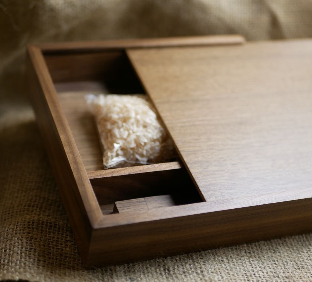 Walnoot hout 3.0 USB flash drive en fotohoesje, 32 GB, aanpasbaar