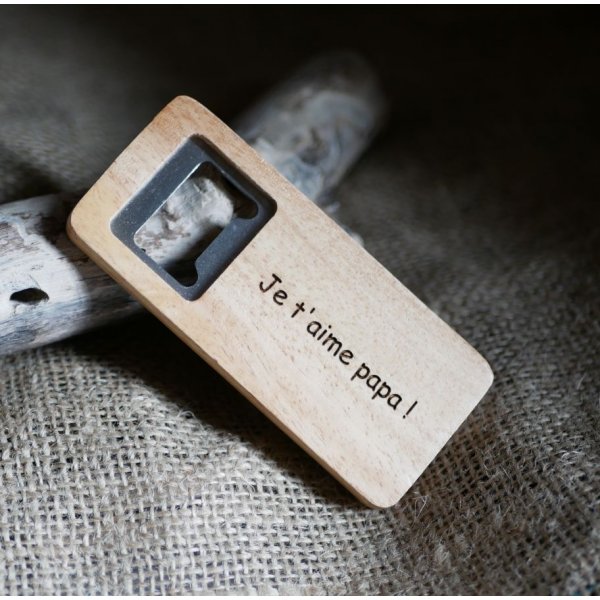 Houten flesopener om te personaliseren, huwelijksgeschenk 