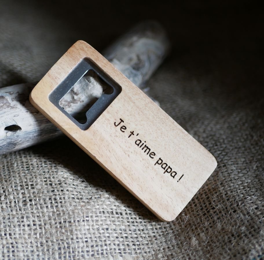Houten flesopener om te personaliseren, huwelijksgeschenk 