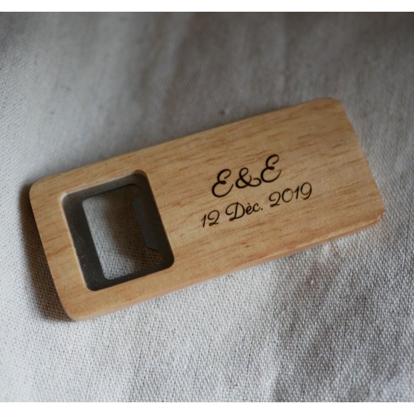 Houten flesopener om te personaliseren, huwelijksgeschenk 