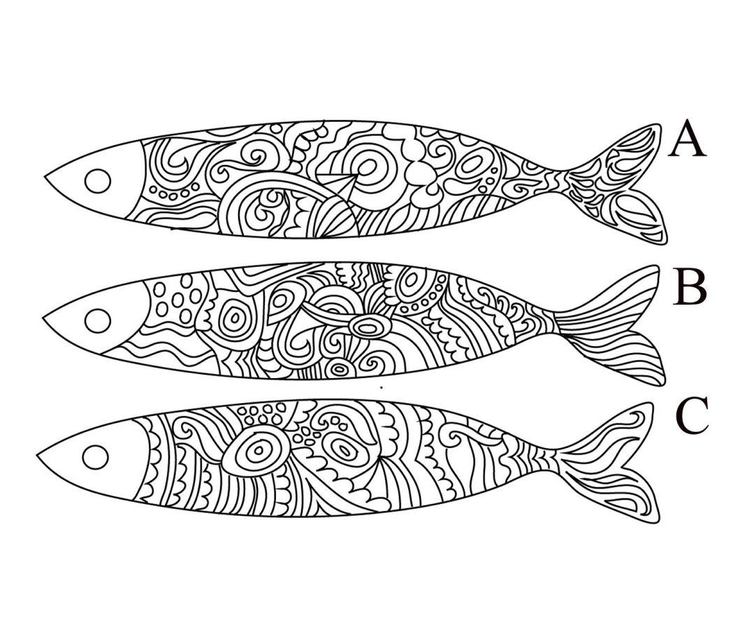 Wanddecoratie Sardines in hout gegraveerd om geschilderd te worden 