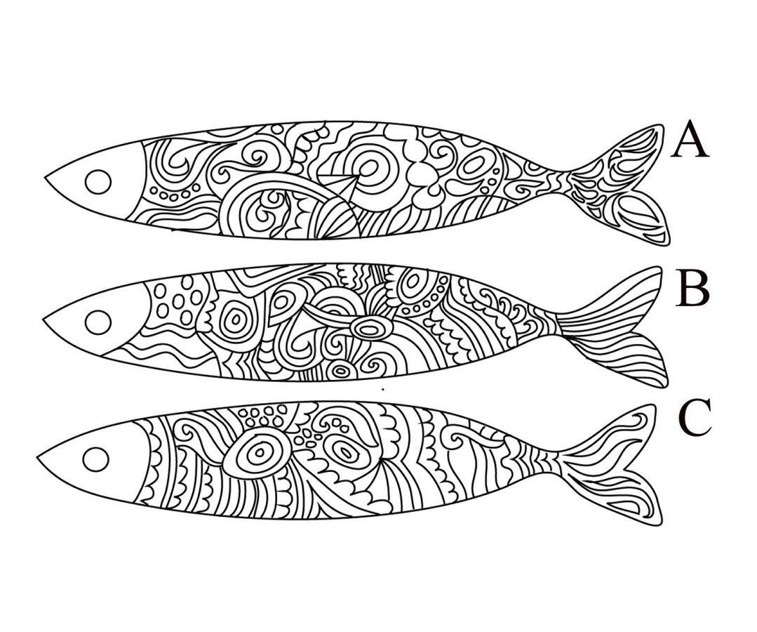 Wanddecoratie Sardines in hout gegraveerd om geschilderd te worden 