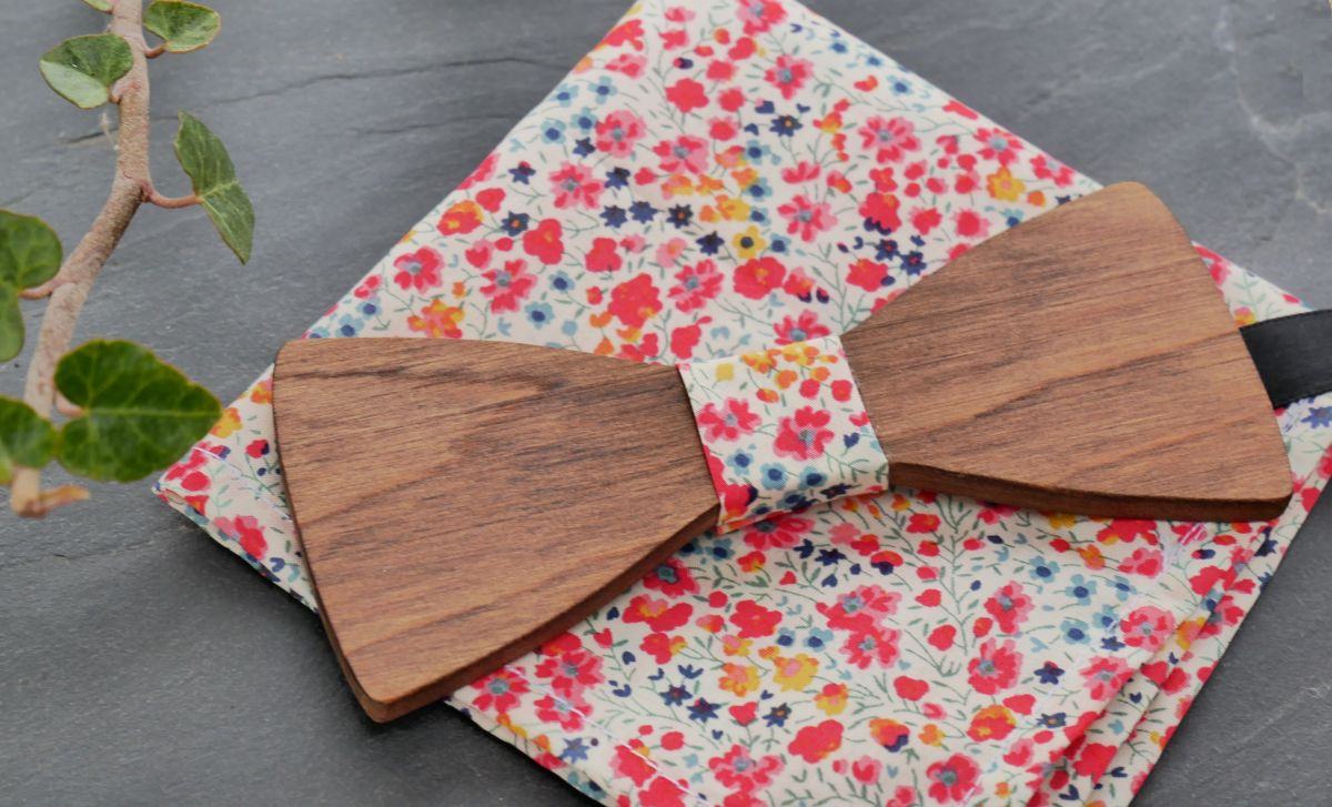 Houten strikset Etui Vlinderbroche Liberty