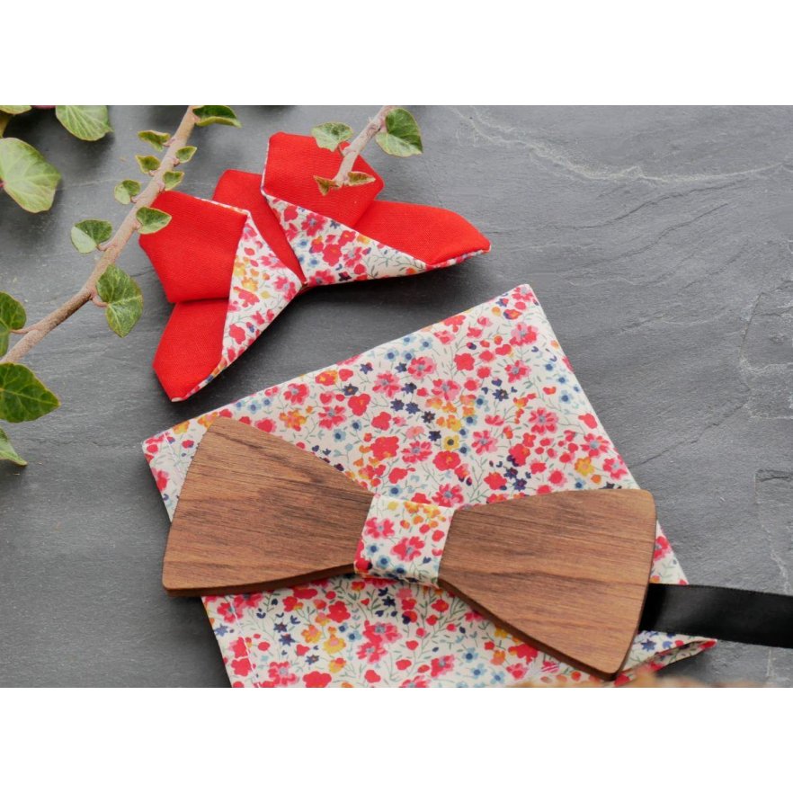 Houten strikset Etui Vlinderbroche Liberty